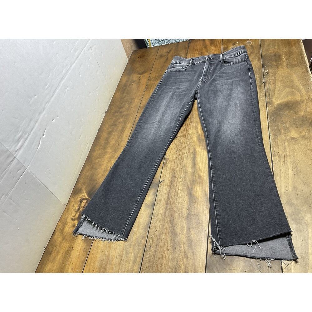 Mother Women's 28 The Insider Crop Step Fray Black Denim Jeans Up In Smoke